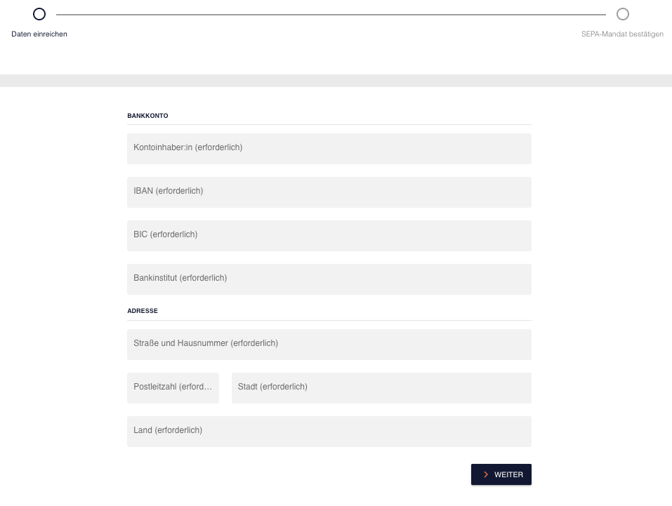 Formular zum Ausfüllen des SEPA-Mandats